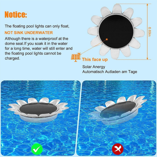Luces Solares Flotantes Para Piscinas Luces De Flores Colore