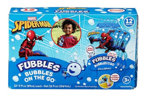 Fubbles Bubbles On The Go Spiderman Paquete Con 12 Sobres