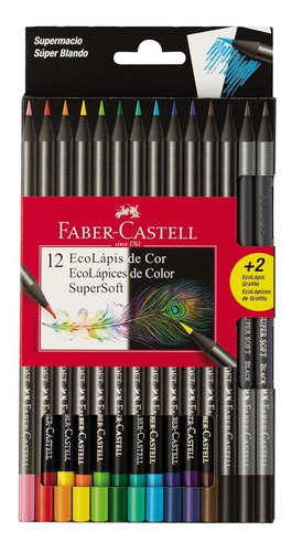 Lapices Faber Castell Super Soft X 12 Colores +2 Grafito