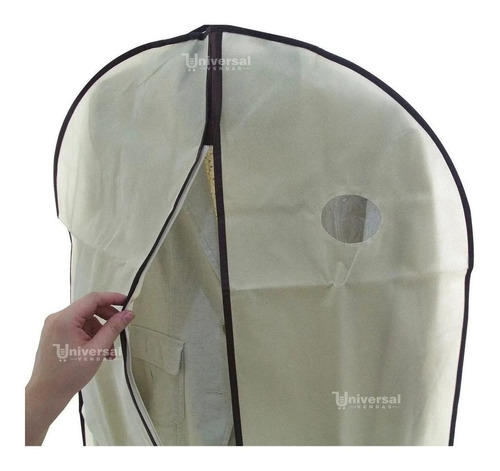 Imagem 2 de 5 de Capa Protetora Tnt Para Roupas Terno Vestido Zíper 60x137 Cm