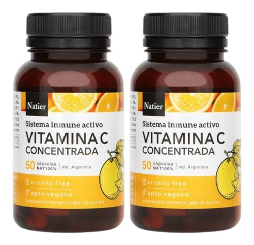 Vitamina C Pura Concentrada X50 Capsulas - 2 Unidades