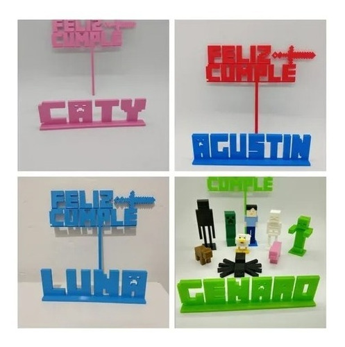 Adorno Para Torta Minecraft.+40 Llaveros+40 Anillos