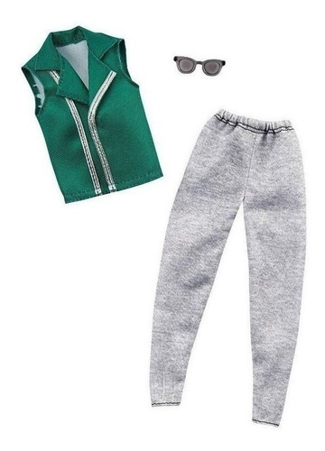 Imagem 1 de 3 de Roupa Do Ken Colete Verde E Calça Moletom Mattel Ms