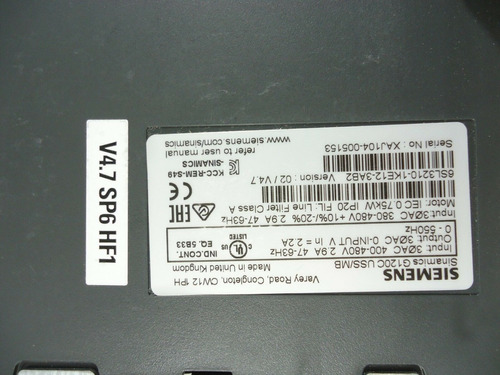 Siemens 6sl3210-1ke12-3ab2 Sinamics G120c Uss/mb Inverter Dr