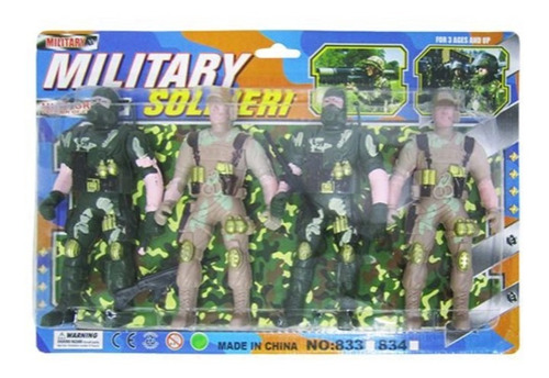 Boneco Soldado Militar Soldieri Acess.4pçs Ab7421