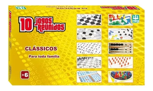 Kit 10 Jogos Clássicos Reunidos Xadrez Damas Ludo Batalha Naval