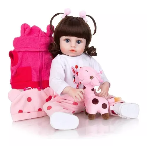 Boneca Bebê Reborn Menina Girafa 48cm Produto No Brasil