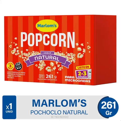 comprar Popcorn Marlom's Sabor Natural X3 Pochoclos Microondas