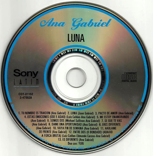Ana Gabriel - Luna 1993 Estados Unidos (Usado)