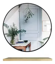 Comprar Combo Espejo Redondo Estante Flotante 60 X 20 Cm Baño Living