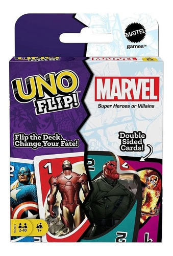 Uno Flip Marvel Juego De Cartas Mattel Original 2-10 Jugador