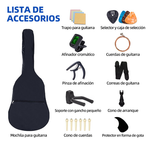 Guitarra Clásica Bigview 38in para Diestros Color Azul Abs Mate