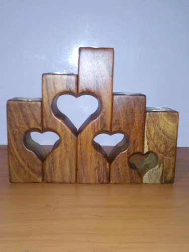 Imagen 2 de 4 de Porta Velas, Juego De Porta Velas Candelabros De Madera