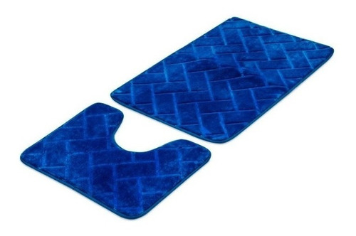 Kit Tapetes Soft Para Banheiro Xadrez Design 02 Peças