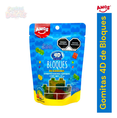 Gomitas Amos 4d De Bloques O Legos Sabores Frutales 72g