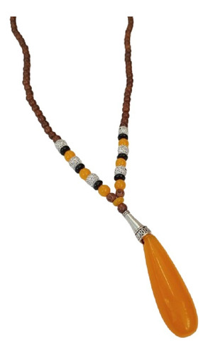 Collar Budista Feng Shui Tibetano Suerte Piedras Naranja 