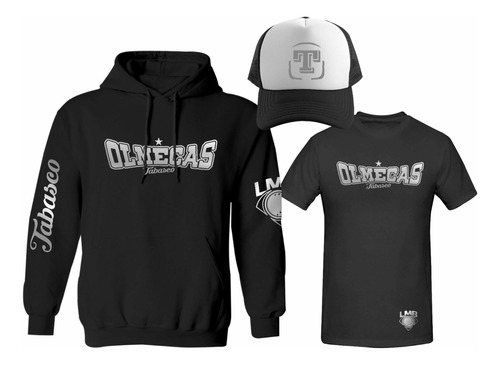 Kit Sudadera + Playera + Gorra Mod Olmecas De Tabasco Silver