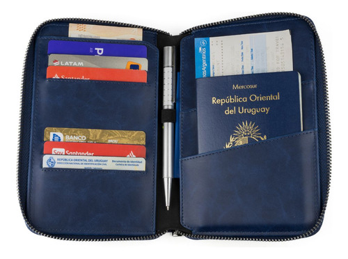 Porta Pasaporte Y Documentos Con Rfid Para Viaje Baleine Color Navy