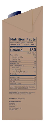 Pecana Purely Americana Leche De Nuez Totalmente Natural, Al