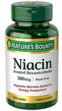Niacin Niacina 500mg 120 Caps Flush Free Natures Bounty Usa