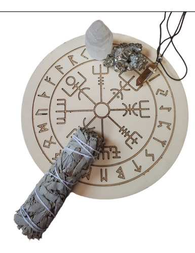 Tablero Vegvisir 19cm Lectura De Runas Vikingas