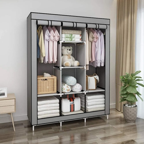 Closet Armable Ropero Rack Guardaropa Recamara Organizacion Color Gris Claro 175*130*45 Cm