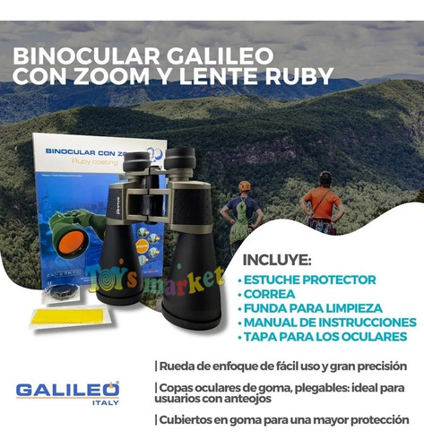 Imagen 2 de 10 de Binocular Galileo Zoom 12 36x Lente Ruby Aclara En Oscuridad