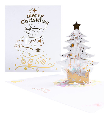 Tarjeta De Cristal Con Forma De Árbol De Navidad, 3 D