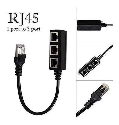 Imagen 4 de 7 de Divisor De Red Lan Ethernet Hembra Rj45 1 A 3 Adaptador