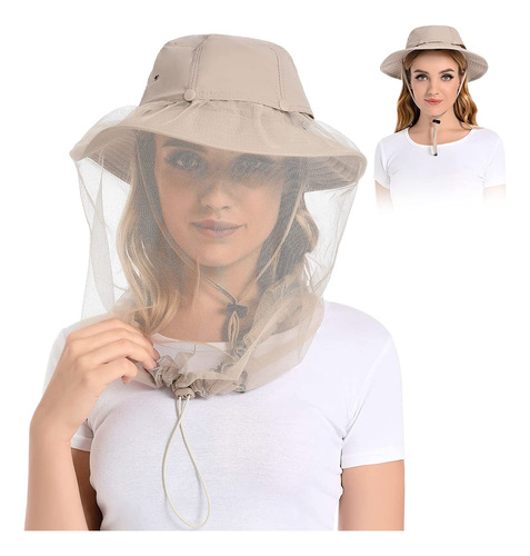 Sombrero De Mosquitera Upf 50+ Con Malla Oculta Para Senderi