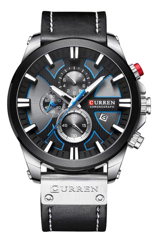 Reloj Cronógrafo De Curren 8346 Hombre Cuero Hebilla Simple