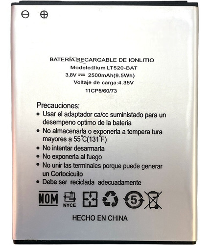 Batería Mk Cell Para Llium Lt520 2500mah 1lcp5/60/73