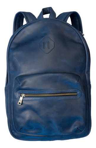 Olpr. Mochila De Cuero, Azul, Classic