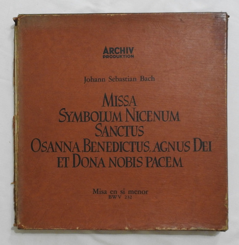 Bach Missa Simbolum Nicenum Sanctus Misa En Si Menor Vinilo