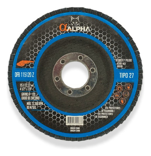 Disco Traslapado Flap 4 1/2 Za120 Azul Alphapro (pack 20und)