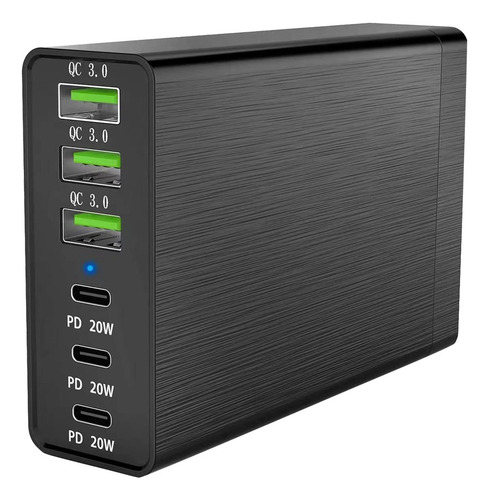 Cargador 96w Con 6 Puertos Con 3 Puertos Usb-c + 3 Puertos U
