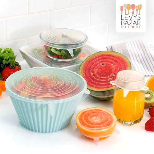 Imagen 8 de 10 de Pack 6 Tapas De Silicona Reutilizables Elastizadas Bowls
