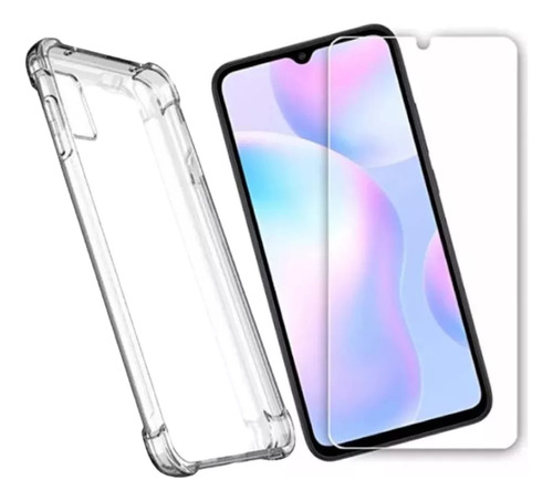 Funda Silicona Transparente Para Galaxy A70 + Vidrio