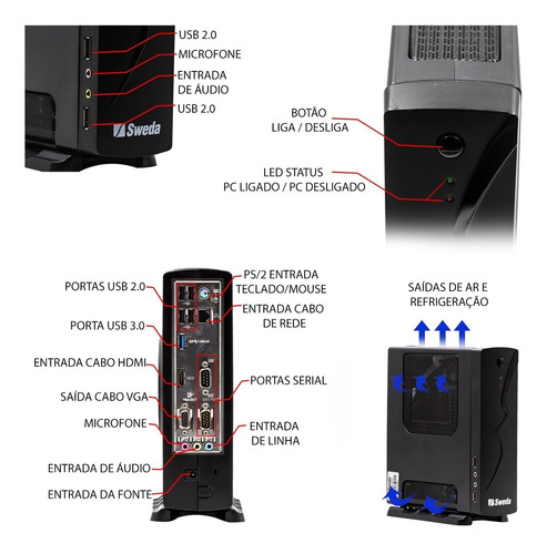 Mini Pc Cpu Sweda Sp30 Celeron J1800 2.41ghz Ssd 120 4 Gb