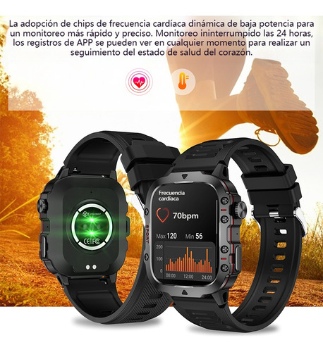 Smart Watch Hombres Bluetooth Contestar Llamada Reloj Inteligente Asistente De Voz Deportivo Smartwatch De Color Caqui
