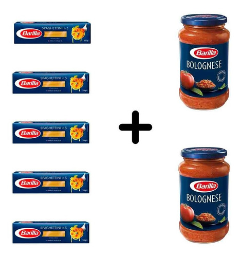 Imagen 1 de 1 de Fideos Barilla Spaghettini 5 Paquetes + 2 Salsas Bolognesa