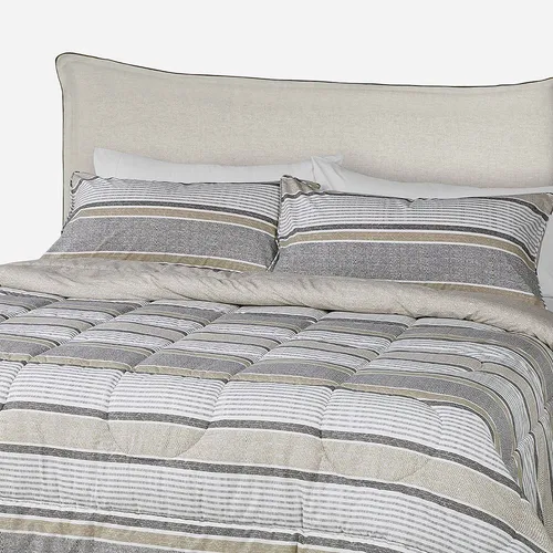 Plumón Algodón Reversible Bali Beige 2 Plazas