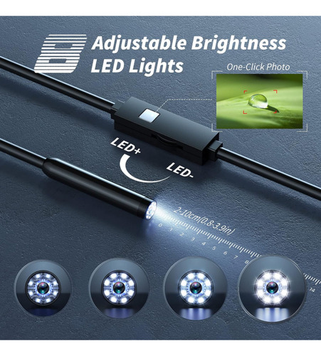 Kinply Cámara Endoscopio Con Luz Led, Boroscopio Hd