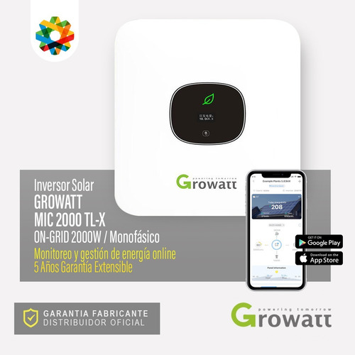 Imagen 2 de 6 de Inversor Fv Growatt Monofasico 1mppt 2000w 5 - Mic2000tl-x
