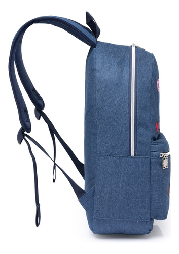 Mochila Bolsa Notebook Feminina Reforçada Faculdade Viagem Cor Azul Desenho Do Tecido Lisa