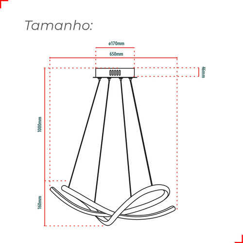 Lustre Pendente 36w 3 Em 1 Teto Led Eva 3000k/6500k Dourado