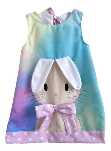 Vestido Infantil De Páscoa Coelhinha 3d Bebê Trapézio Coelha