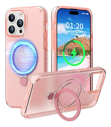 Funda Magnetica Para iPhone 14 Pro Max Rosa 6.7puLG Dual Lay