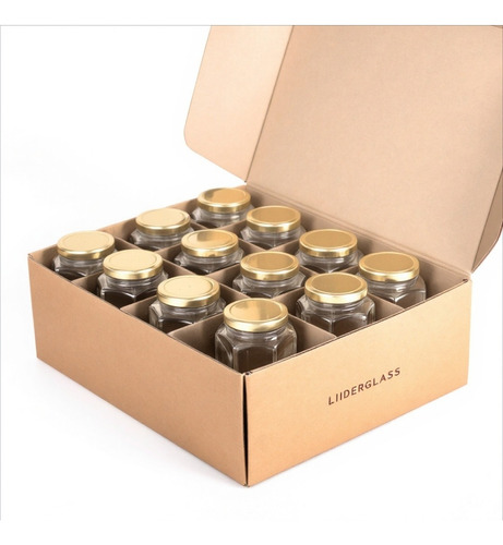 Frasco Miel Vidrio Cristal 250 Ml Pack 12 Recuerdo