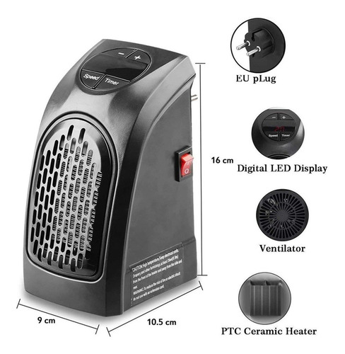 Imagen 7 de 10 de Calefactor Electrico 400w Calefactor Termoventilador Portati
